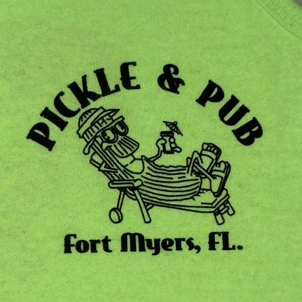 Vtg Tank Top Women Small Neon Green I Got Pickled Fort Myers‎ Florida Pickleball